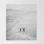 Surfers Exiting the Water in Manhattan Beach California Throw Blanket Gallery Image 2