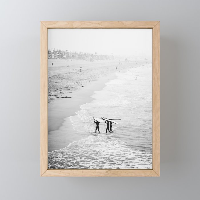 Surfers Exiting the Water in Manhattan Beach California Mini Art Print Gallery Image 1