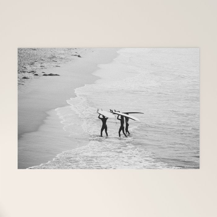 Surfers Exiting the Water in Manhattan Beach California Welcome Mat Gallery Image 1