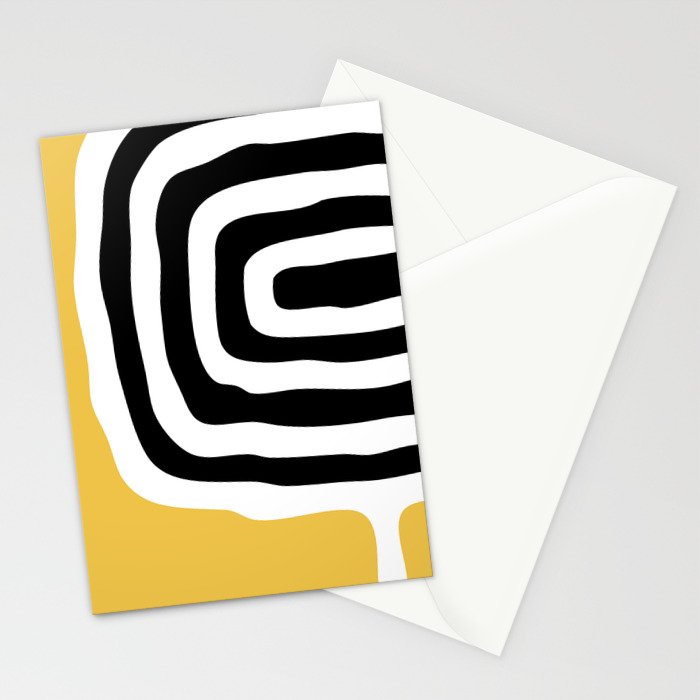 Mid Century Modern Atomic Rings 222 Yellow and Black Stationery Card Gallery Image 2