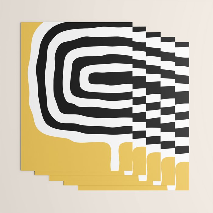 Mid Century Modern Atomic Rings 222 Yellow and Black Wrapping Paper Gallery Image 3
