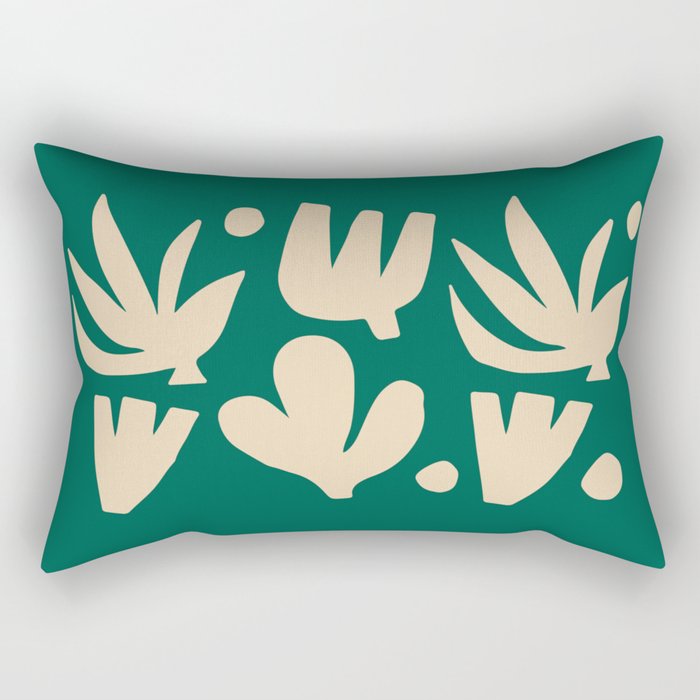 Bottle Green Collage: Paper Cutouts Matisse Edition Rectangular Pillow Gallery Image 1