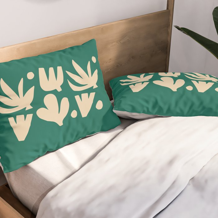 Bottle Green Collage: Paper Cutouts Matisse Edition Pillow Sham Gallery Image 2