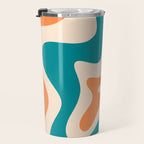 Retro Liquid Swirl Abstract Pattern Square in Teal Blue and Orange Travel Mug Gallery Image 3