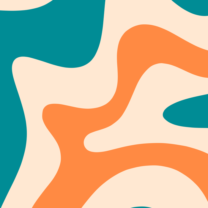 Retro Liquid Swirl Abstract Pattern Square in Teal Blue and Orange Coffee Mug Gallery Image 2