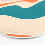 Retro Liquid Swirl Abstract Pattern Square in Teal Blue and Orange Bath Mat Gallery Image 3