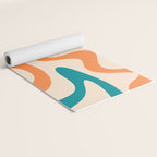 Retro Liquid Swirl Abstract Pattern Square in Teal Blue and Orange Yoga Mat Gallery Image 2