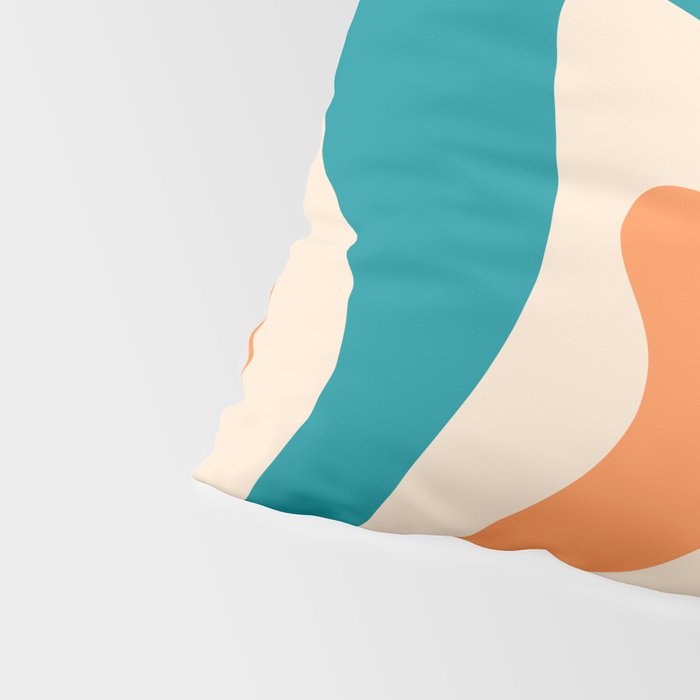 Retro Liquid Swirl Abstract Pattern Square in Teal Blue and Orange Pillow Sham Gallery Image 4