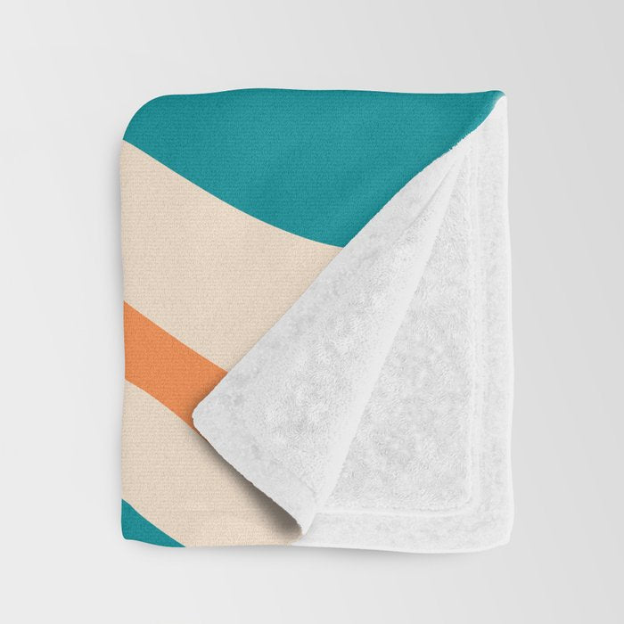Retro Liquid Swirl Abstract Pattern Square in Teal Blue and Orange Throw Blanket Gallery Image 3