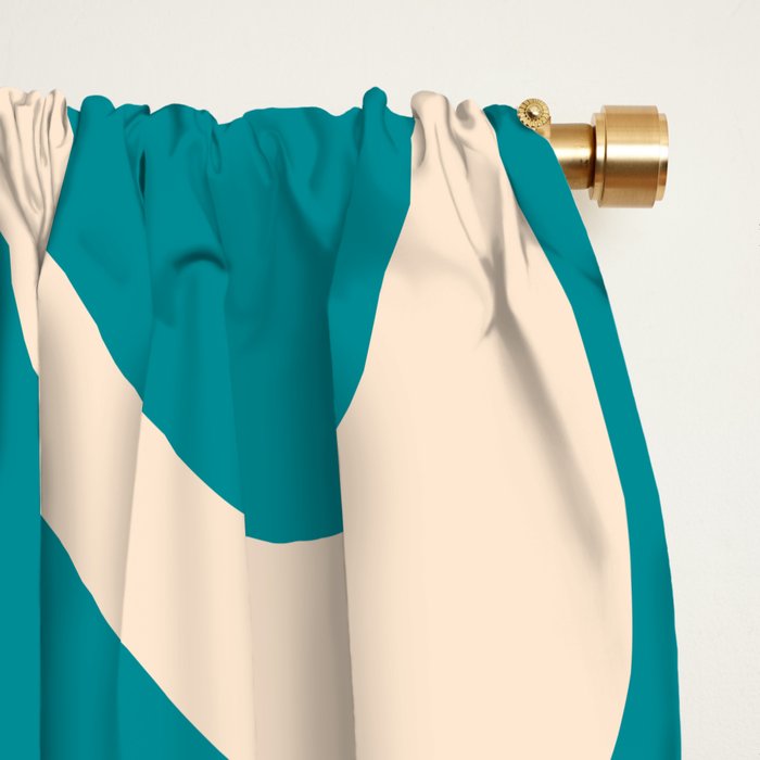 Retro Liquid Swirl Abstract Pattern Square in Teal Blue and Orange Window Curtain Gallery Image 2