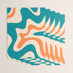 Retro Liquid Swirl Abstract Pattern Square in Teal Blue and Orange Wrapping Paper Gallery Image 3