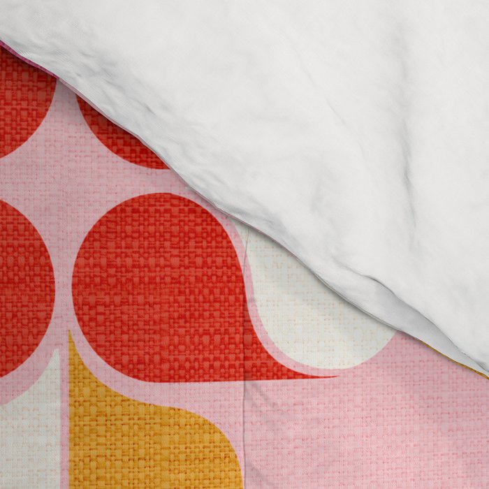 Retro Floral Pattern in Pink, Red, and Orange Comforter Gallery Image 4