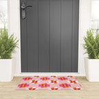 Retro Floral Pattern in Pink, Red, and Orange Welcome Mat Gallery Image 3