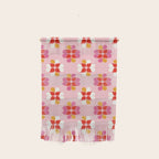 Retro Floral Pattern in Pink, Red, and Orange Wall Hanging Gallery Image 1