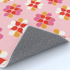 Retro Floral Pattern in Pink, Red, and Orange Rug Gallery Image 4