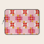 Retro Floral Pattern in Pink, Red, and Orange Laptop Sleeve Gallery Image 1