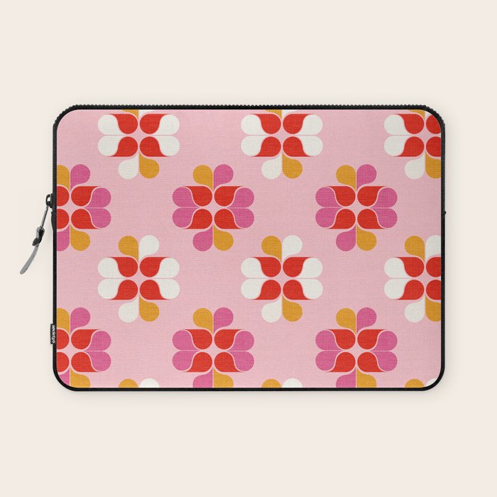 Retro Floral Pattern in Pink, Red, and Orange Laptop Sleeve Gallery Image 1