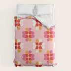 Retro Floral Pattern in Pink, Red, and Orange Comforter Gallery Image 6