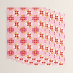 Retro Floral Pattern in Pink, Red, and Orange Wrapping Paper Gallery Image 3