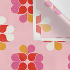Retro Floral Pattern in Pink, Red, and Orange Wall Tapestry Gallery Image 3