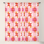 Retro Floral Pattern in Pink, Red, and Orange Window Curtain Gallery Image 5