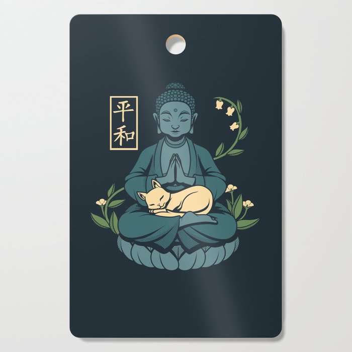 Cat Meditation Buddhism Buddha by Tobe Fonseca Cutting Board Gallery Image 1