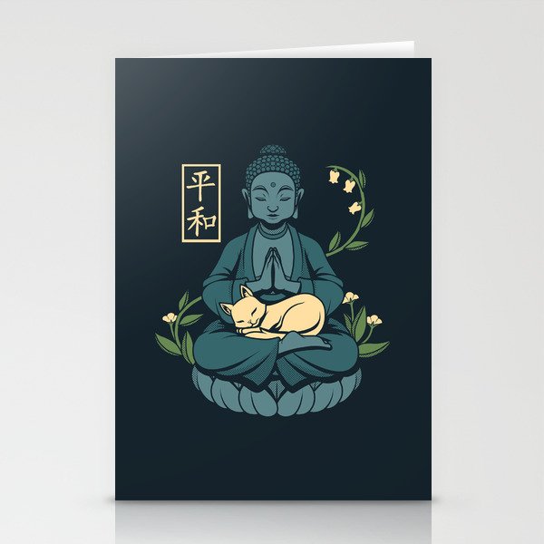 Cat Meditation Buddhism Buddha by Tobe Fonseca Stationery Card Gallery Image 2