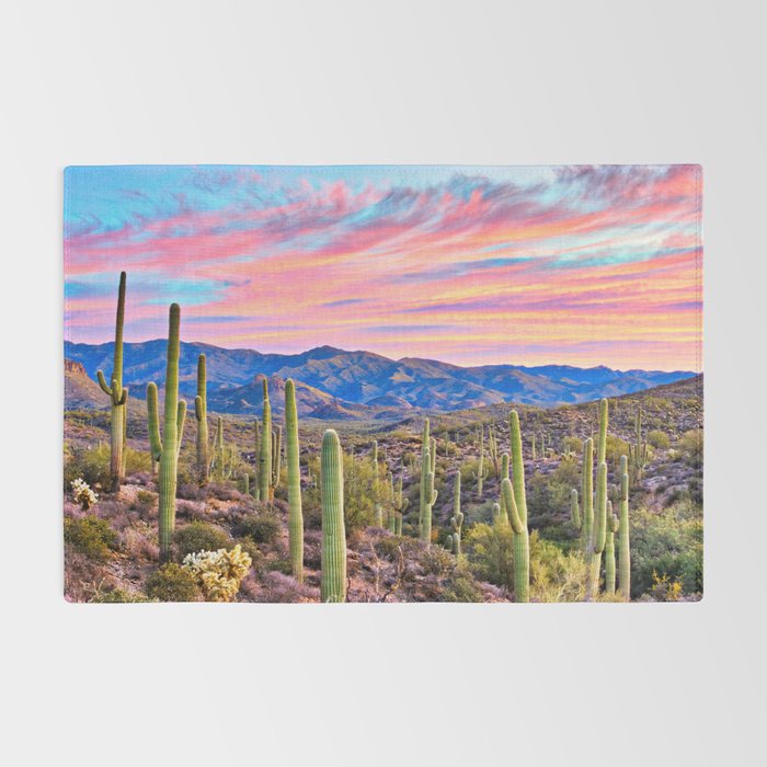 Arizona South West Sunset Cactus Desert Landscape Rug Gallery Image 2