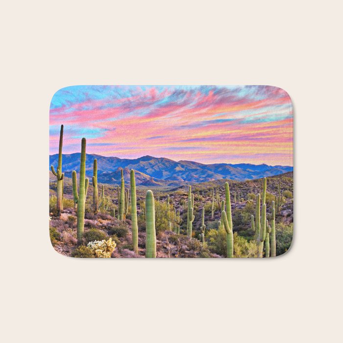 Arizona South West Sunset Cactus Desert Landscape Bath Mat Gallery Image 1