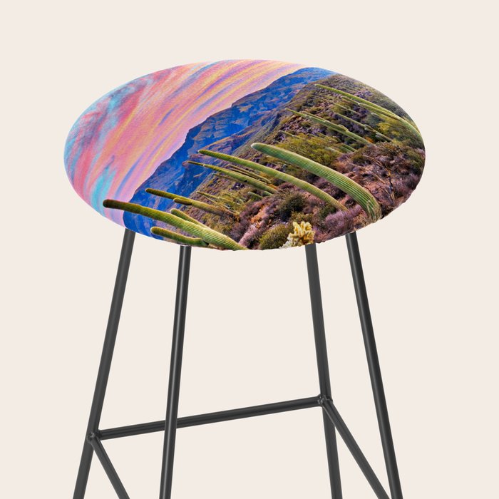 Arizona South West Sunset Cactus Desert Landscape Stool Gallery Image 2