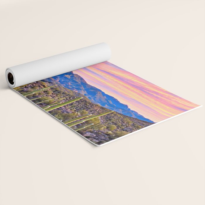 Arizona South West Sunset Cactus Desert Landscape Yoga Mat Gallery Image 2