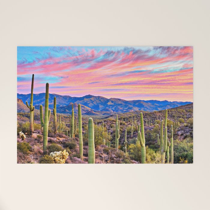 Arizona South West Sunset Cactus Desert Landscape Welcome Mat Gallery Image 1