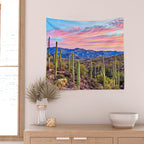 Arizona South West Sunset Cactus Desert Landscape Wall Tapestry Gallery Image 2