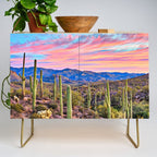 Arizona South West Sunset Cactus Desert Landscape Credenza Gallery Image 1