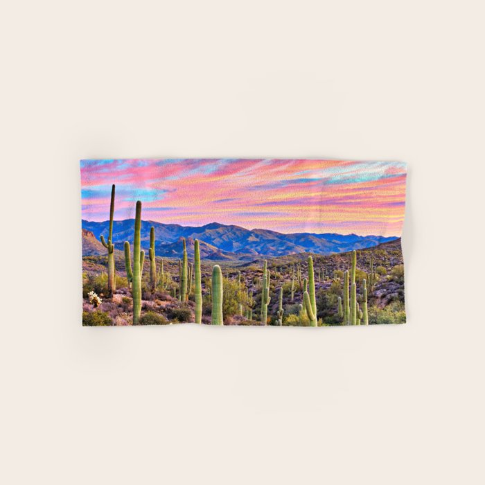 Arizona South West Sunset Cactus Desert Landscape Bath Towel Gallery Image 1