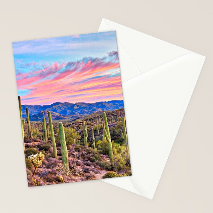 Arizona South West Sunset Cactus Desert Landscape Stationery Card Gallery Image 2