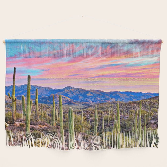 Arizona South West Sunset Cactus Desert Landscape Wall Hanging Gallery Image 1