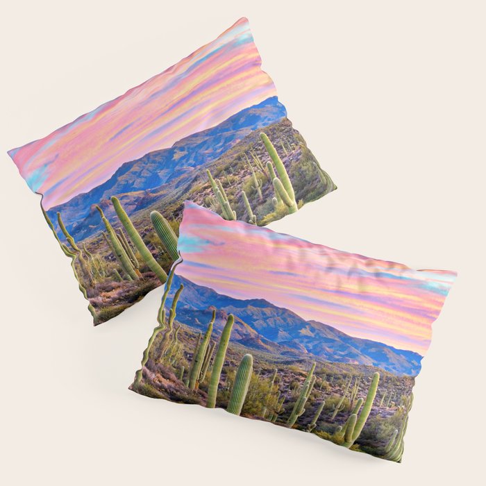 Arizona South West Sunset Cactus Desert Landscape Pillow Sham Gallery Image 1