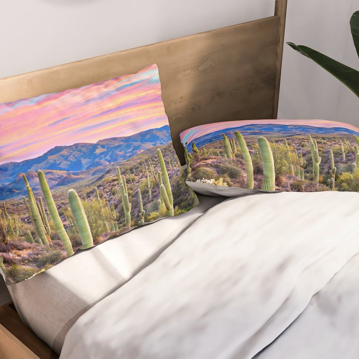 Arizona South West Sunset Cactus Desert Landscape Pillow Sham Gallery Image 2