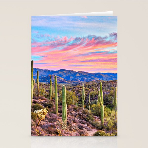 Arizona South West Sunset Cactus Desert Landscape Stationery Card Gallery Image 2