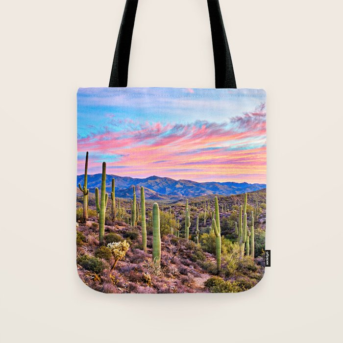 Arizona South West Sunset Cactus Desert Landscape Tote Bag Gallery Image 1
