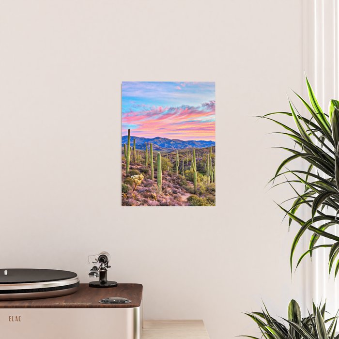 Arizona South West Sunset Cactus Desert Landscape Poster Gallery Image 2