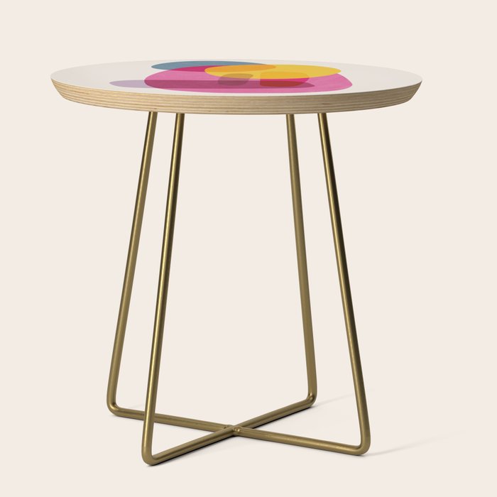 Abstract Colorful Shapes Pink Yellow Side Table Gallery Image 1