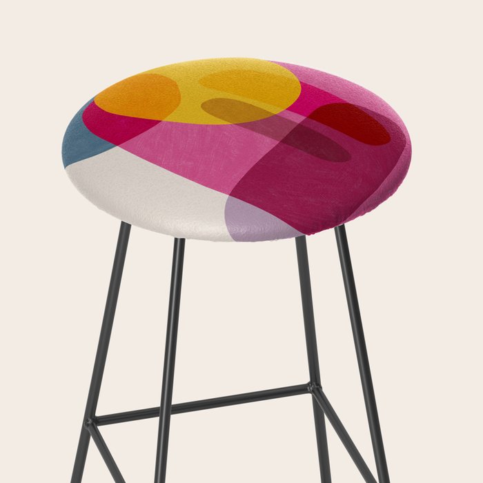 Abstract Colorful Shapes Pink Yellow Stool Gallery Image 2