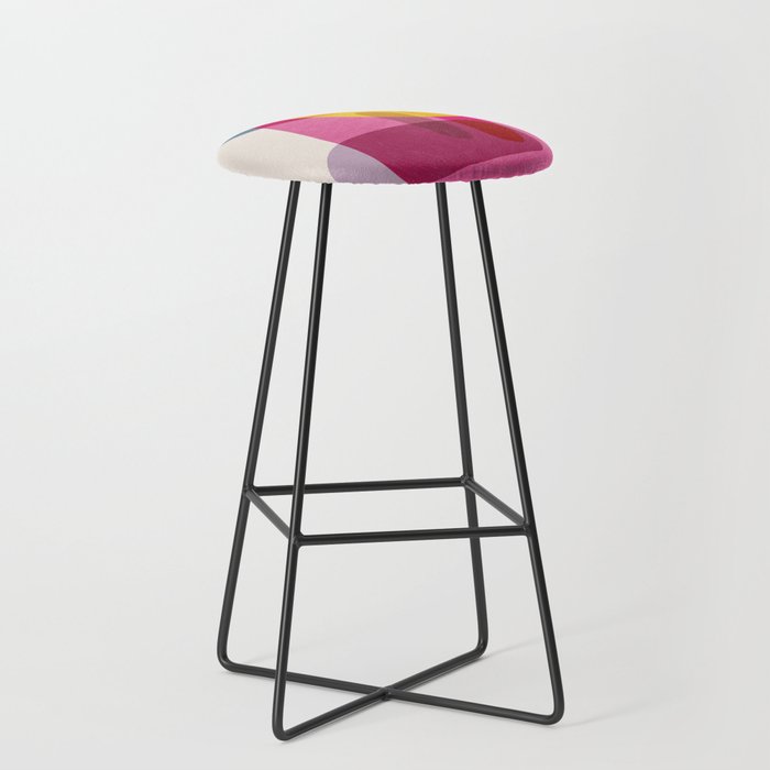 Abstract Colorful Shapes Pink Yellow Stool Gallery Image 1