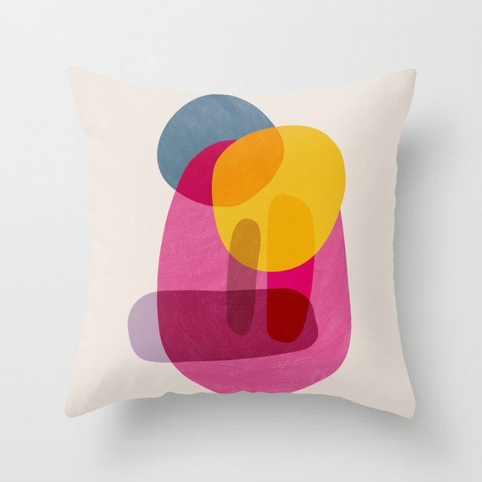 Abstract Colorful Shapes Pink Yellow Throw Pillow Gallery Image 1