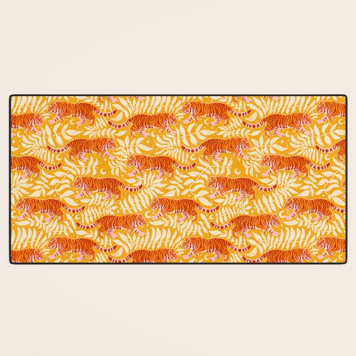 Tigers - pink, red, and saffron  Desk Mat Gallery Image 3