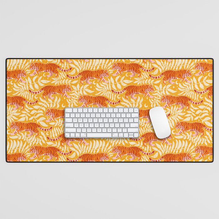 Tigers - pink, red, and saffron  Desk Mat Gallery Image 1