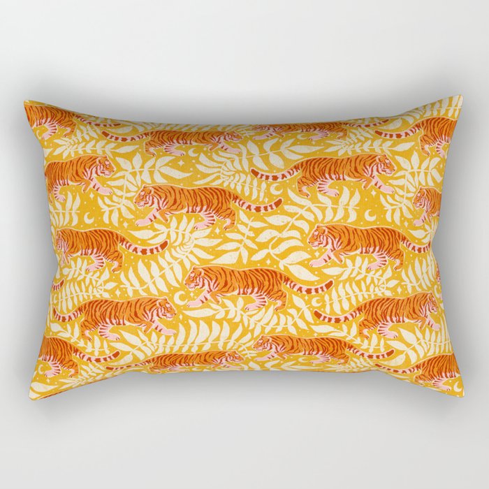 Tigers - pink, red, and saffron  Rectangular Pillow Gallery Image 1