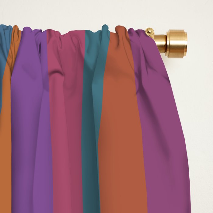 Mixed Stripes Pattern IX Retro Rainbow Window Curtain Gallery Image 2